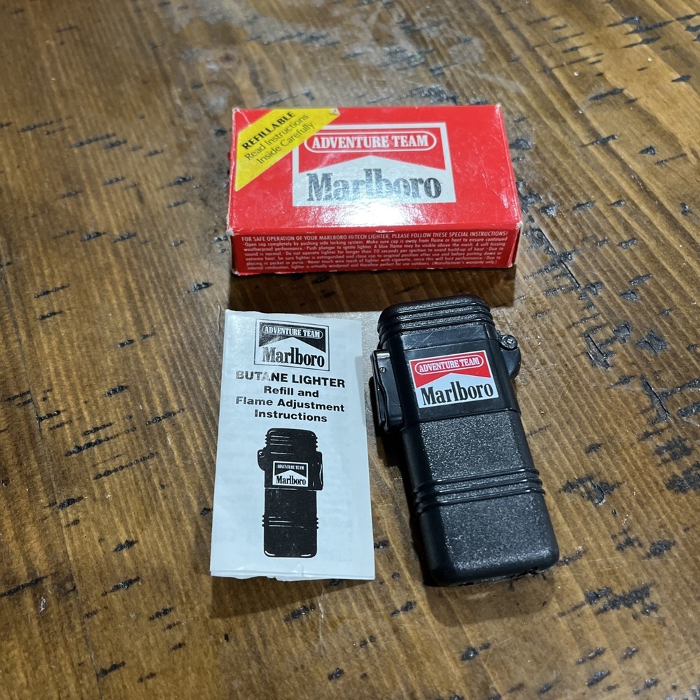 1992 Marlboro Adventure Team Lighter With Box & Manual NOS